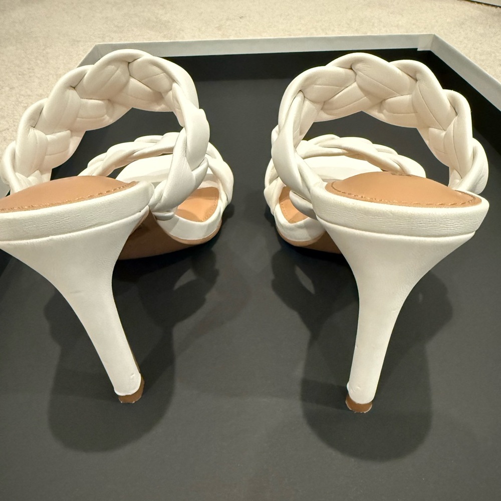 Express Women's Braided White Heeled Sandals - Picture 3 of 4